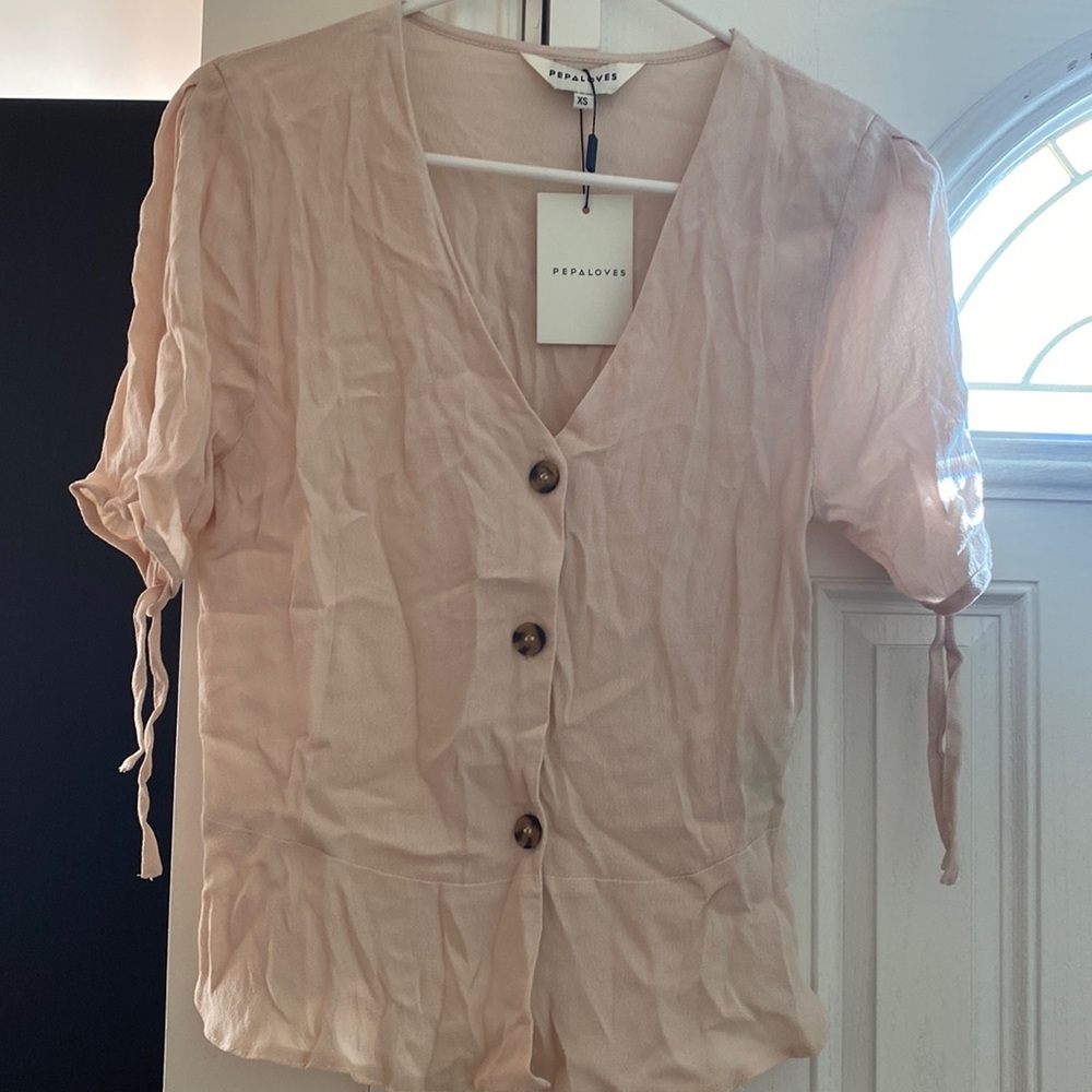 Anthropologie Pepaloves Cottage Chic Cream Summer Blouse